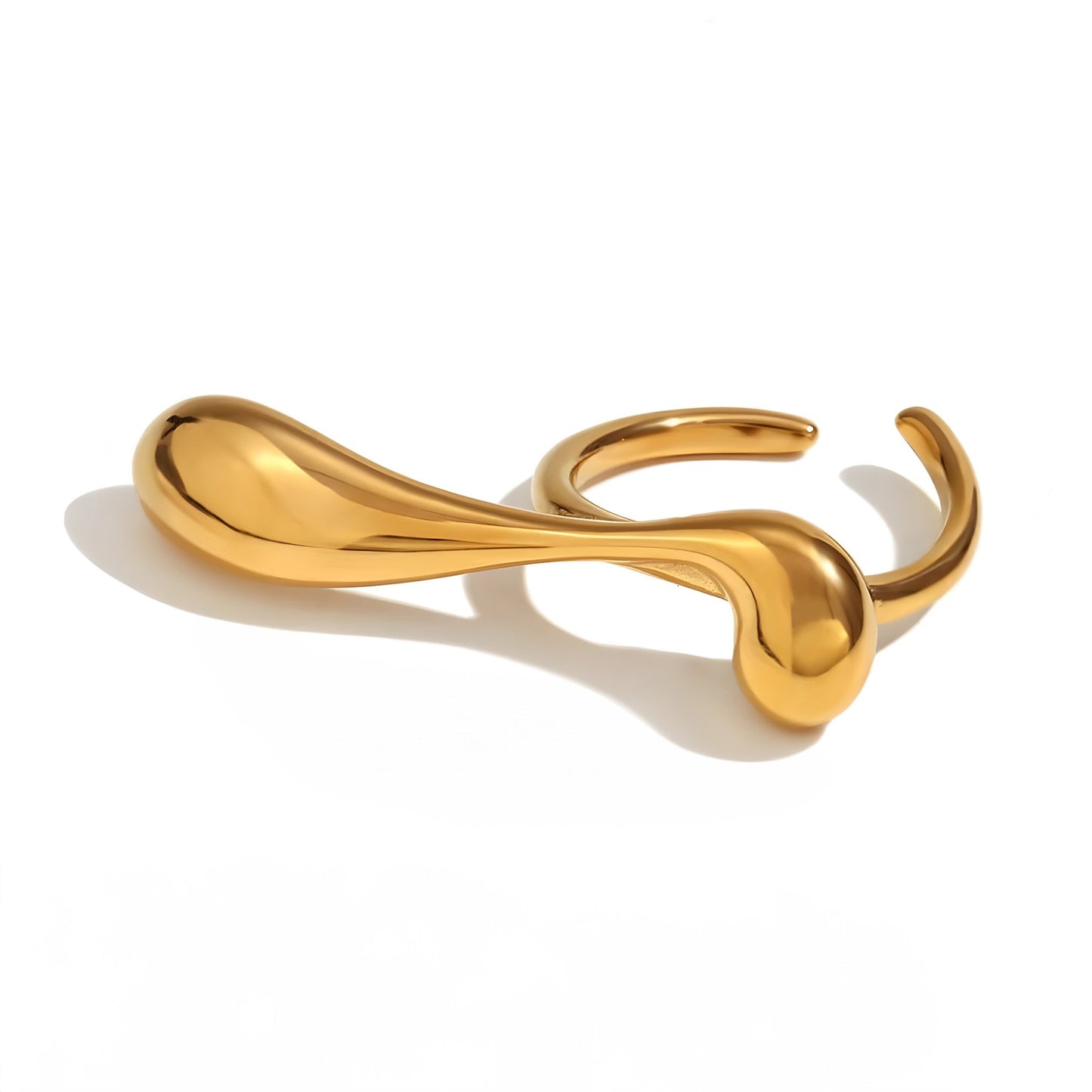 18K Gold Plated Fluid Twist Open Ring - Ora Dazzle