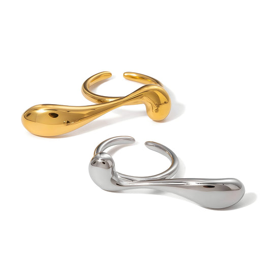 18K Gold Plated Fluid Twist Open Ring - Ora Dazzle