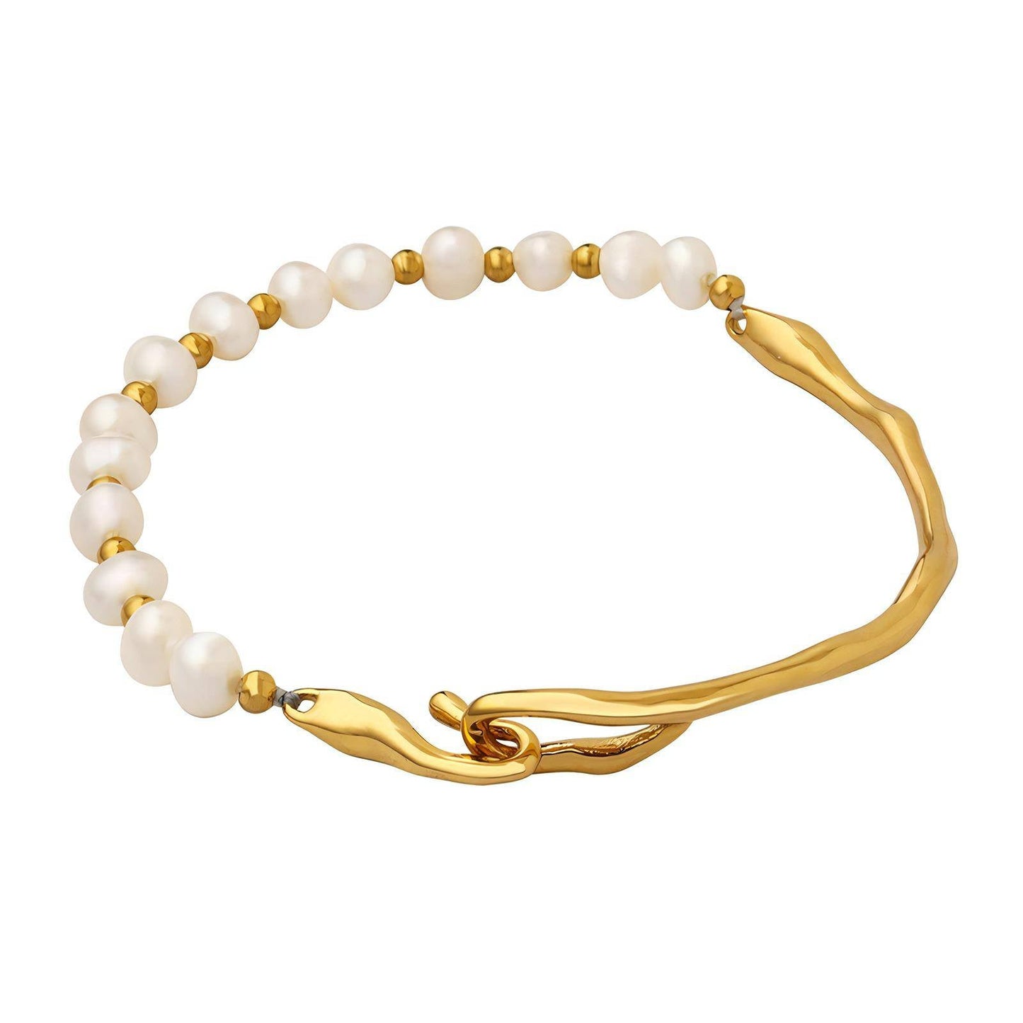 18K Gold Plated Stainless Steel Baroque Pearl Bracelet - Ora Dazzle