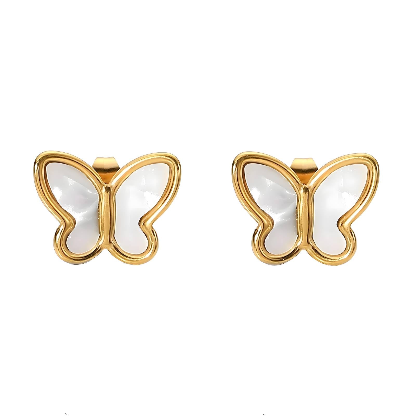 18K Gold Plated Stainless Steel Butterfly Stud Earrings - Ora Dazzle