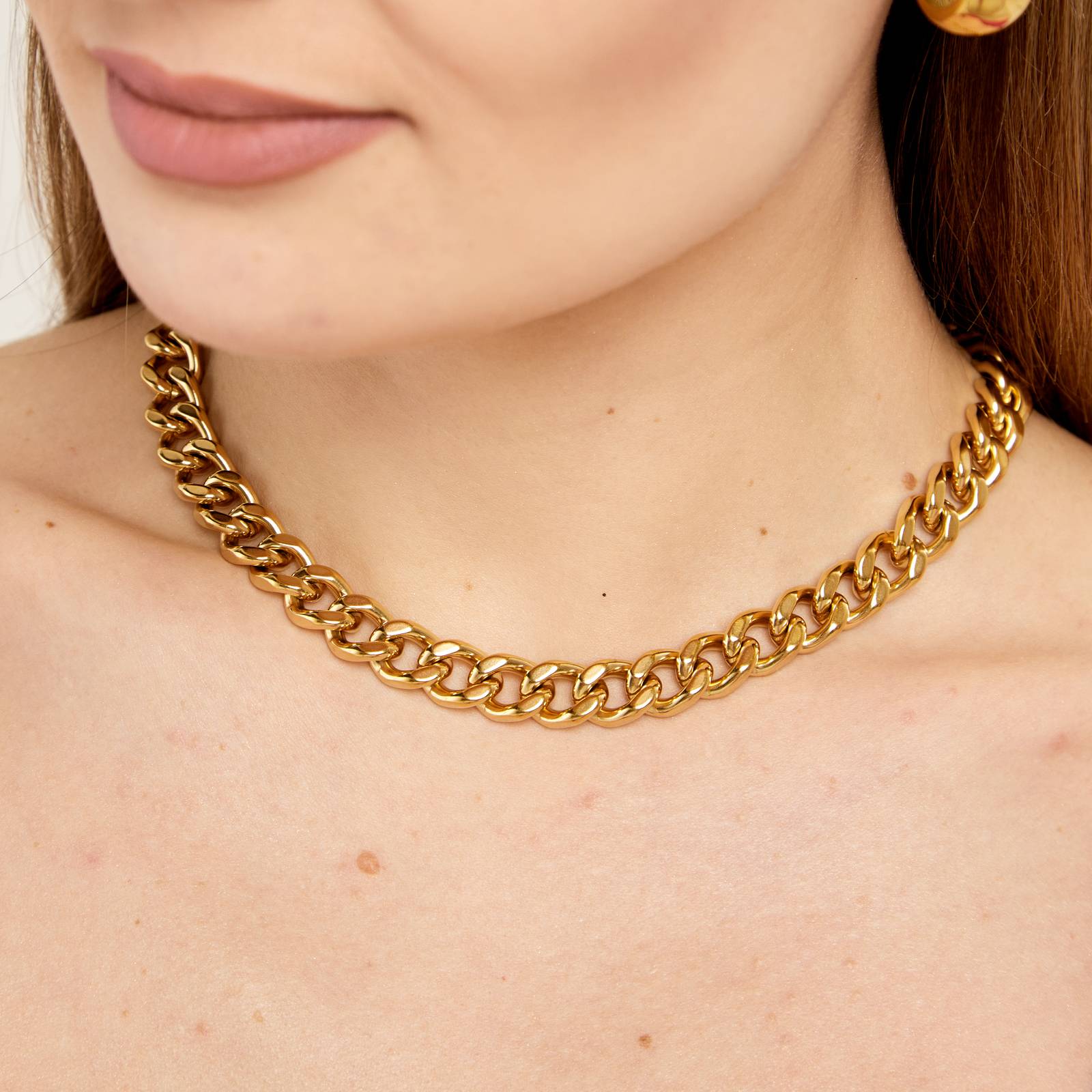 18K Gold Plated Stainless Steel Chunky Chain Necklace - Ora Dazzle