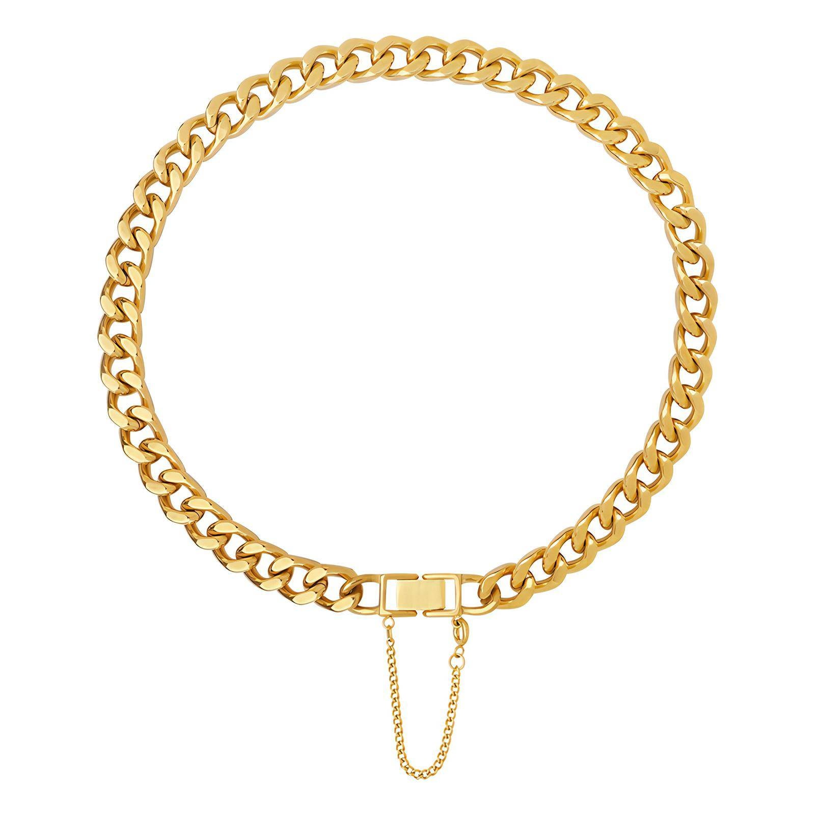 18K Gold Plated Stainless Steel Chunky Chain Necklace - Ora Dazzle