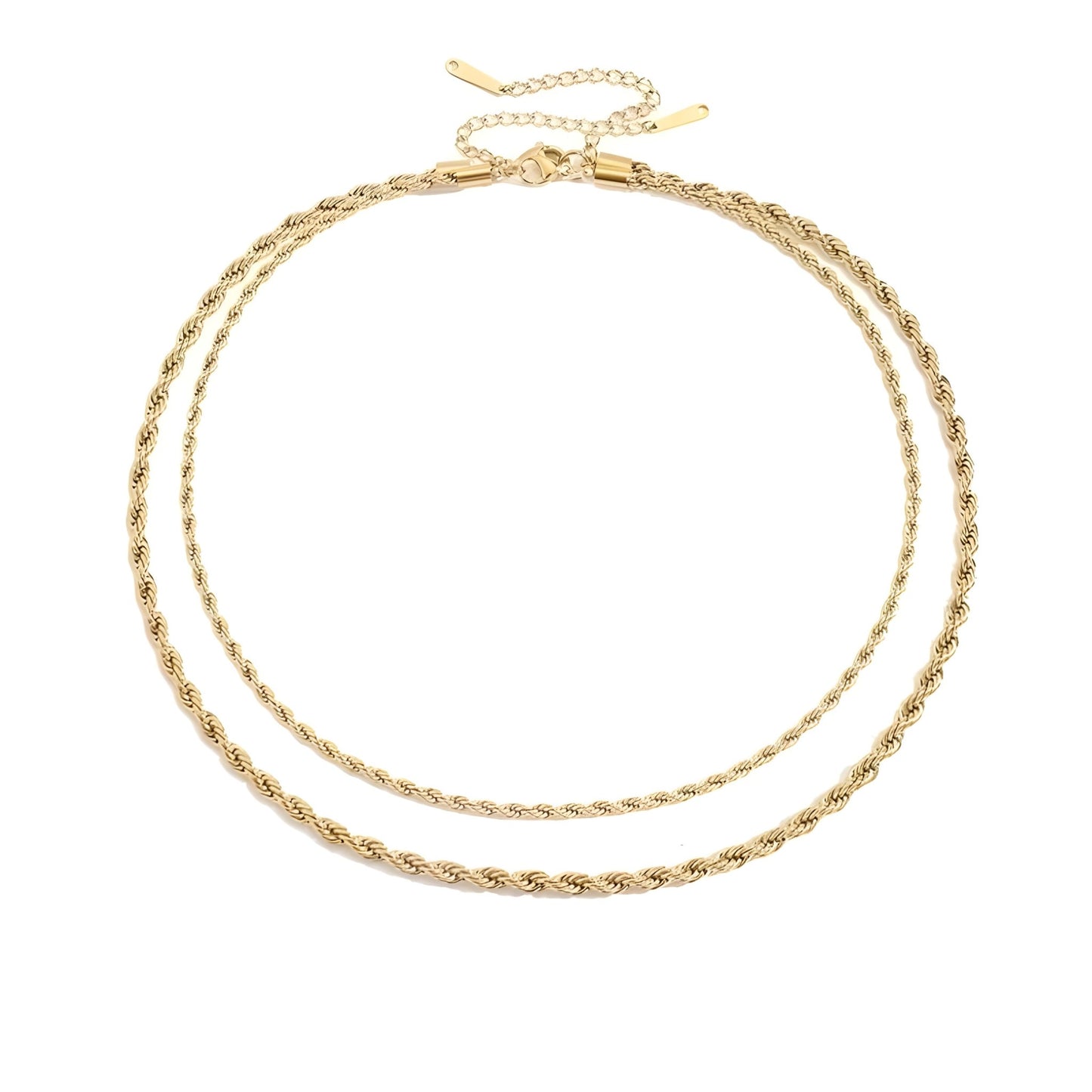 18K Gold Plated Stainless Steel Double Rope Chain Necklace - Ora Dazzle