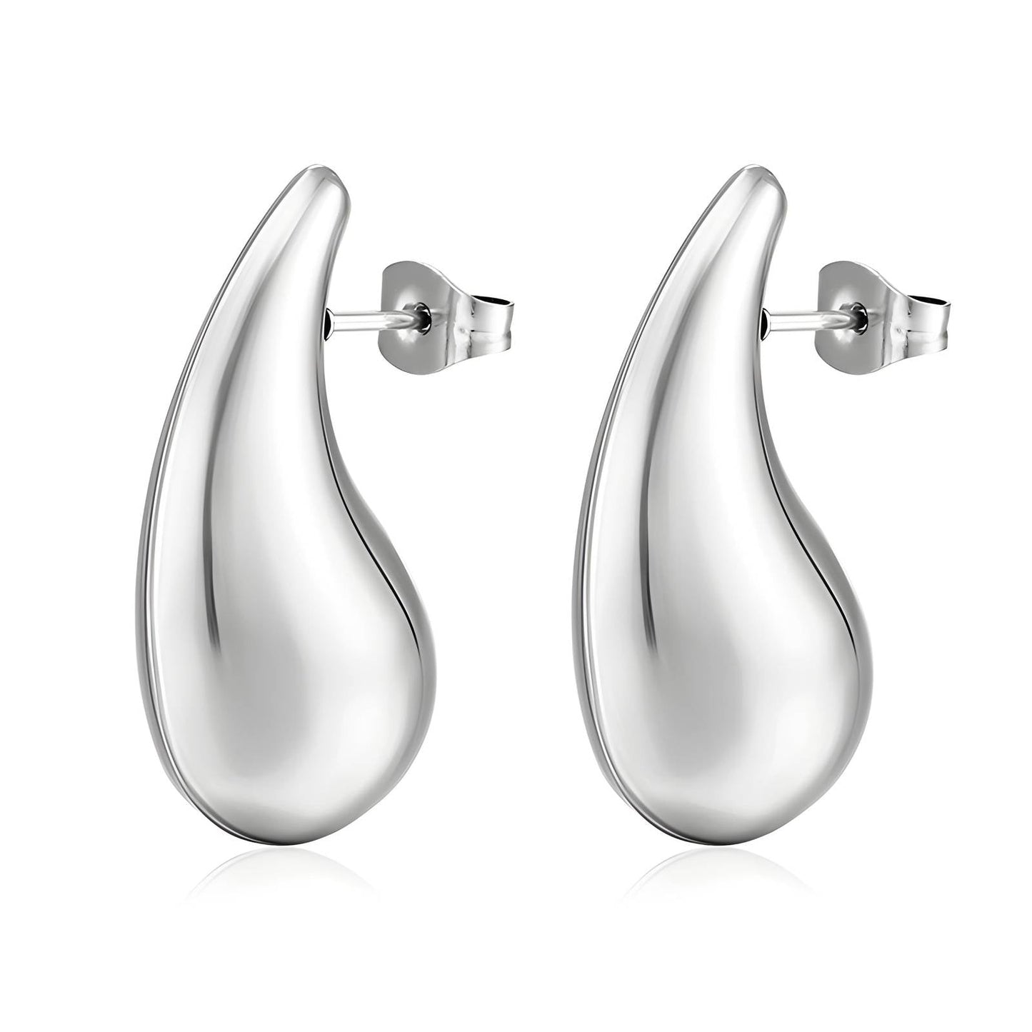 18K Gold Plated Stainless Steel Drop Shaped Stud Earrings - Ora Dazzle