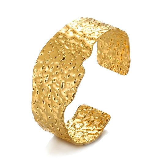 18K Gold Plated Stainless Steel Gold Cuff Bracelet - Ora Dazzle