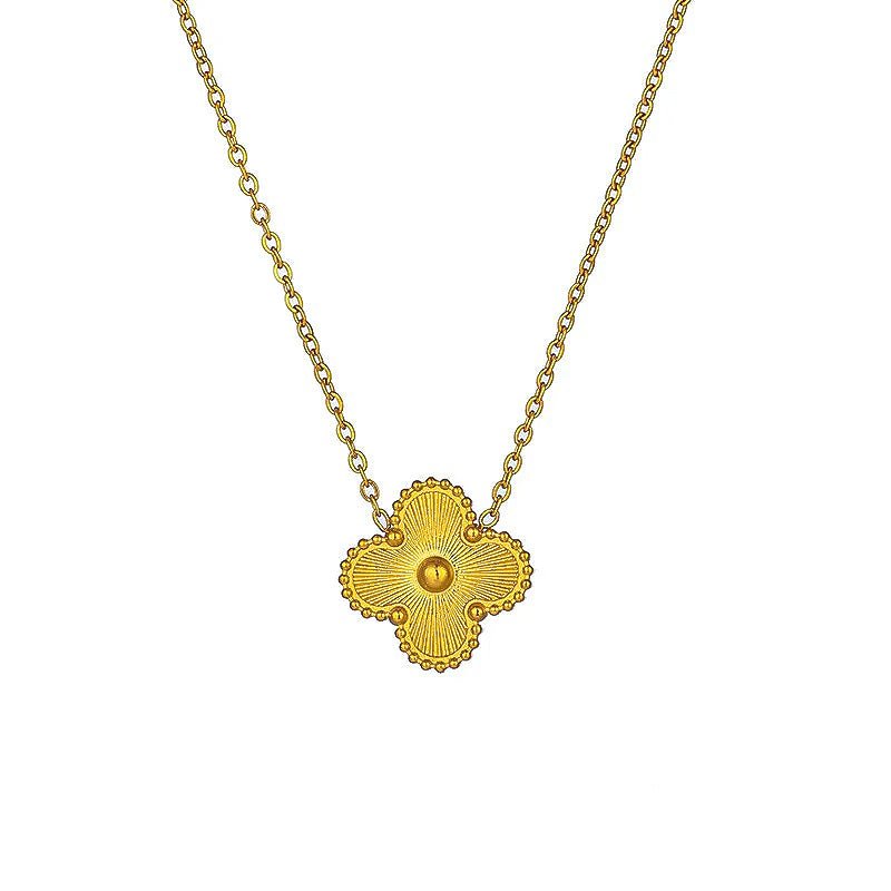 18K Gold Plated Stainless Steel Gold Four - Leaf Clover Pedant Necklace - Ora Dazzle