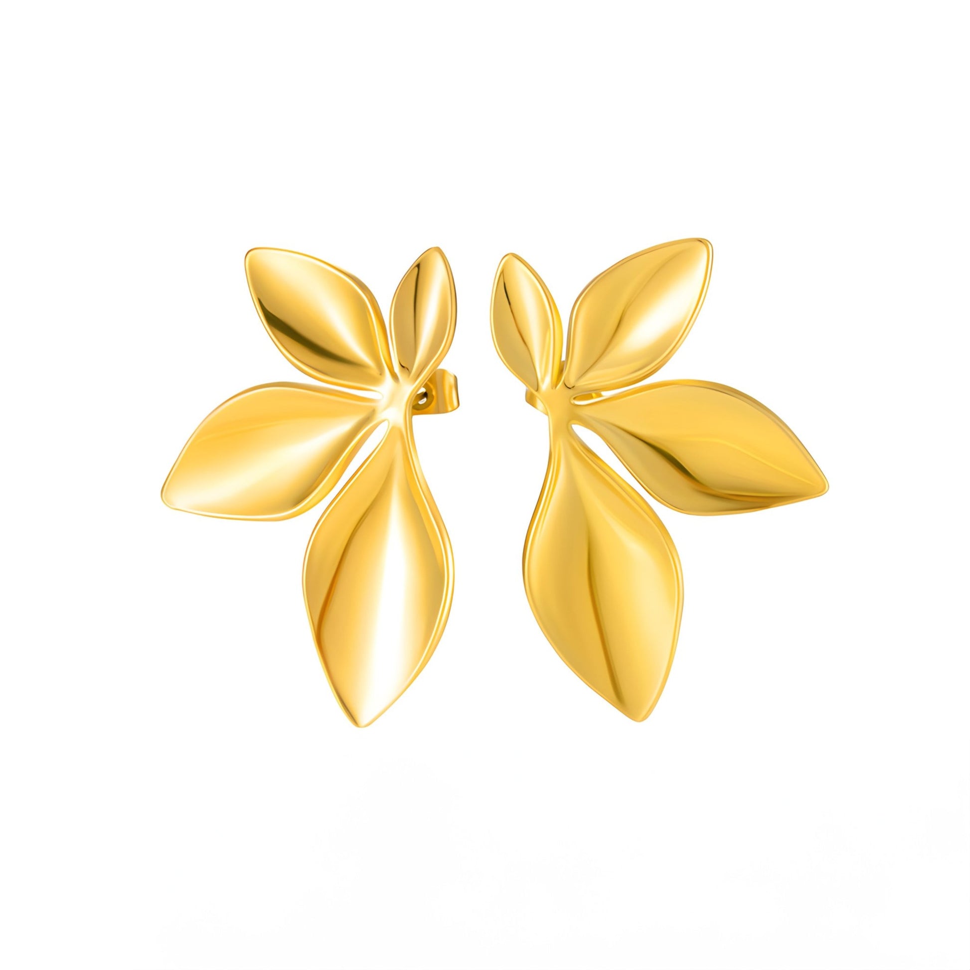 18K Gold Plated Stainless Steel Leaf Cluster Statement Earrings - Ora Dazzle