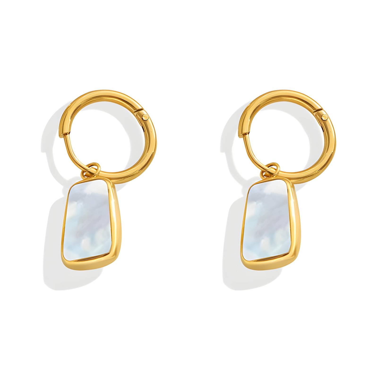 18K Gold Plated Stainless Steel Opalescent Elegance Hoops Earring - Ora Dazzle