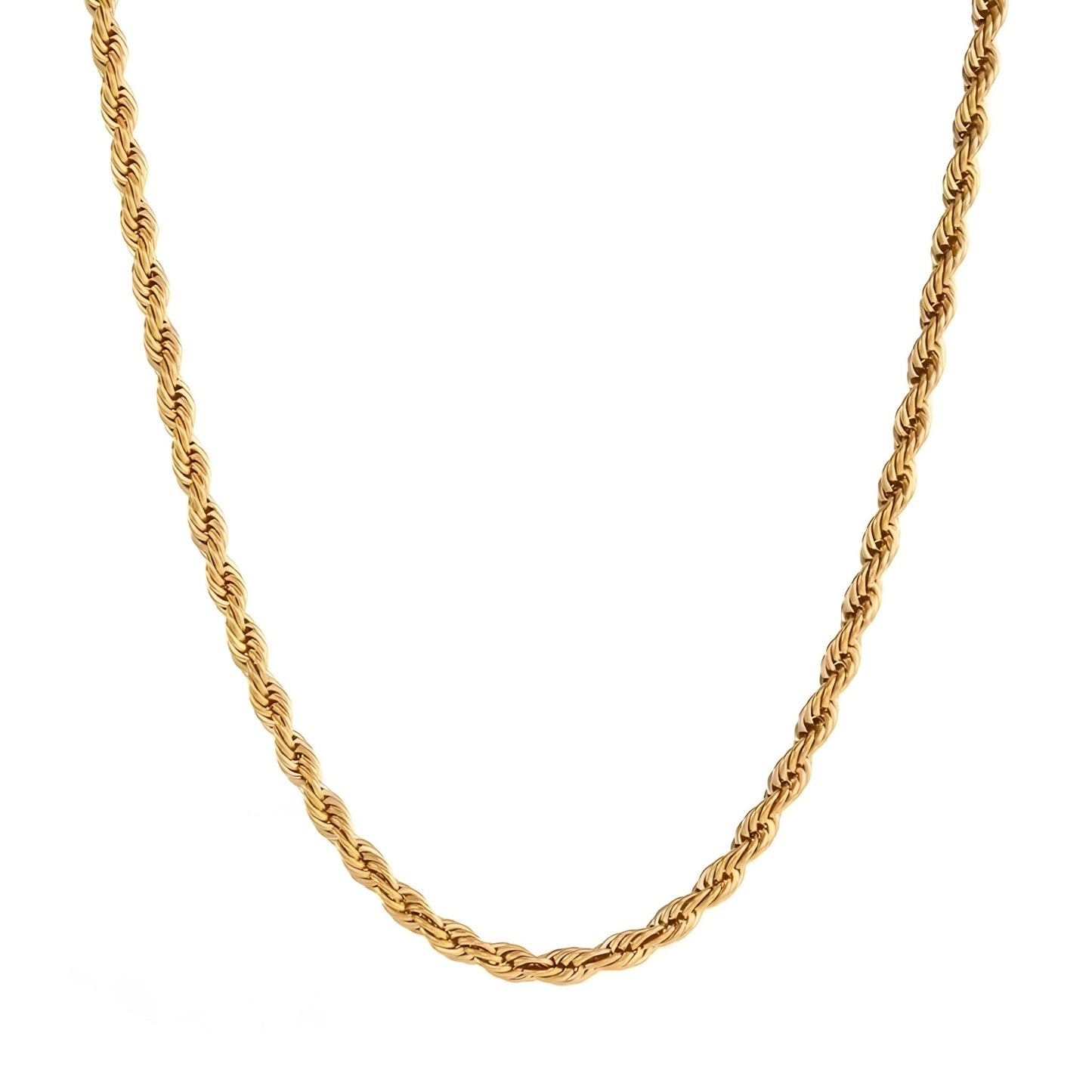 18K Gold Plated Stainless Steel Single Rope Chain Necklace - Ora Dazzle