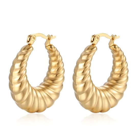 18K Gold Stainless Steel Twisted Hoop Earrings - Ora Dazzle