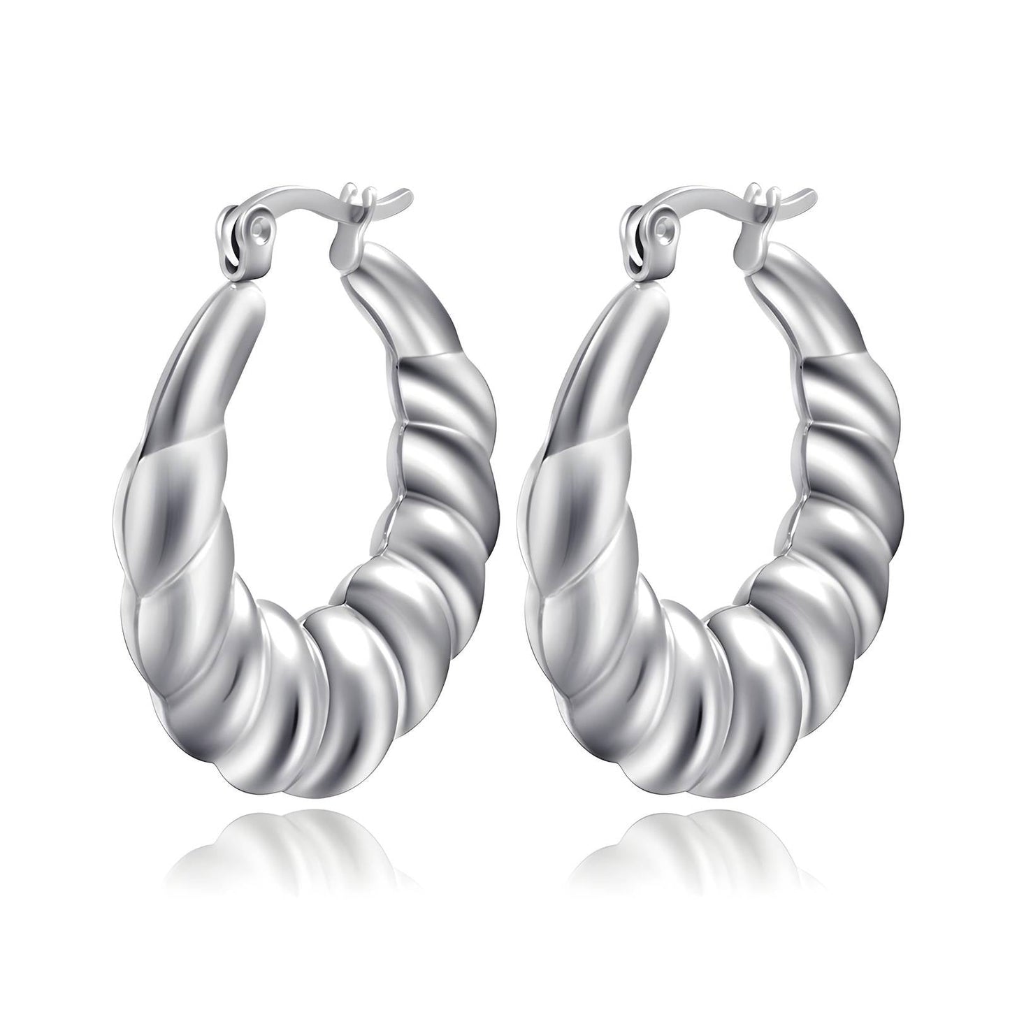 18K Gold Stainless Steel Twisted Hoop Earrings - Ora Dazzle