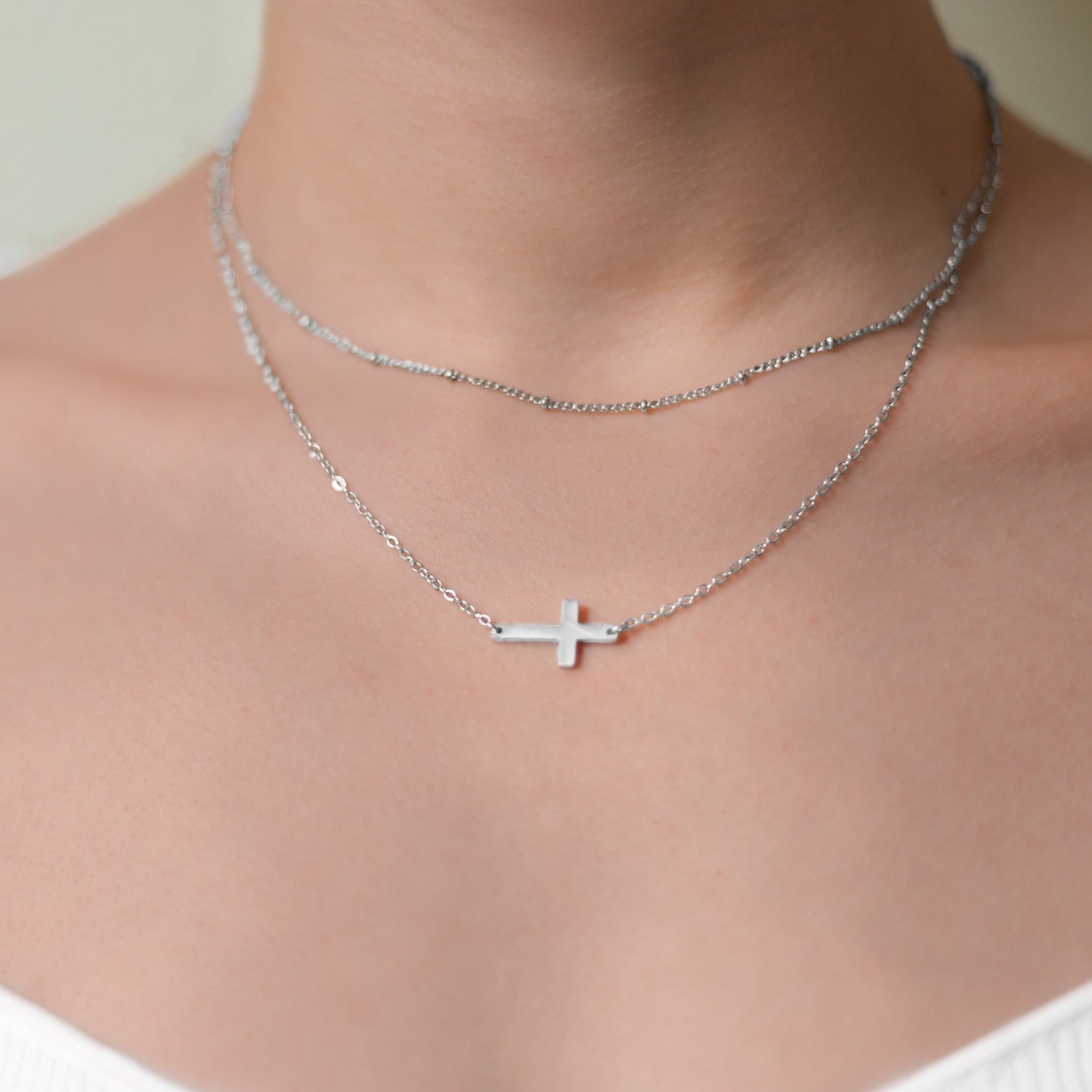 Stainless Steel Cross Layered Necklace - Ora Dazzle