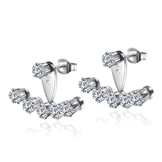 Stainless Steel Radiant Cluster Stud Earrings - Ora Dazzle